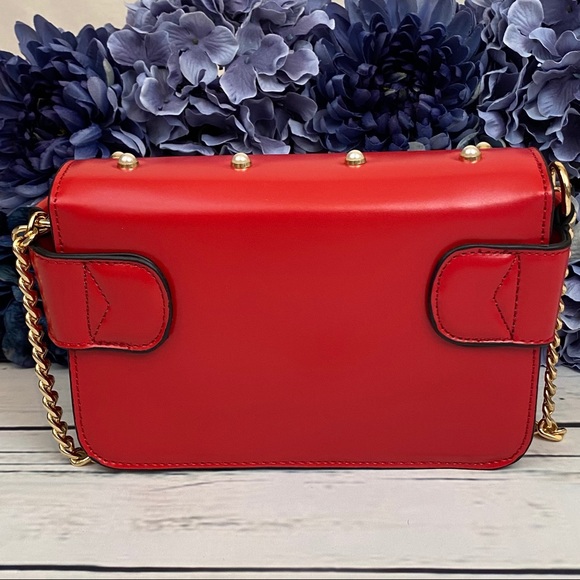 Beautiful Red Pearl Studded Bee Crossbody Purse - Picture 10 of 16